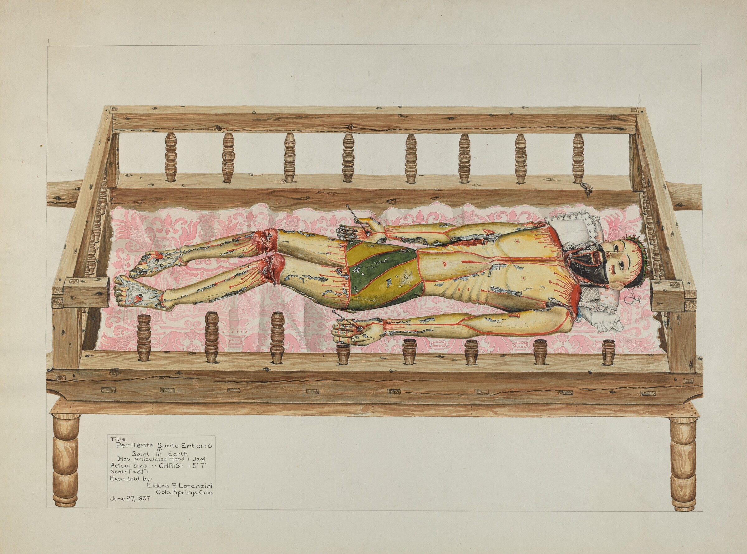 Penitente Santo Entierro or (Saint in Earth), Eldora P. Lorenzini, 1937