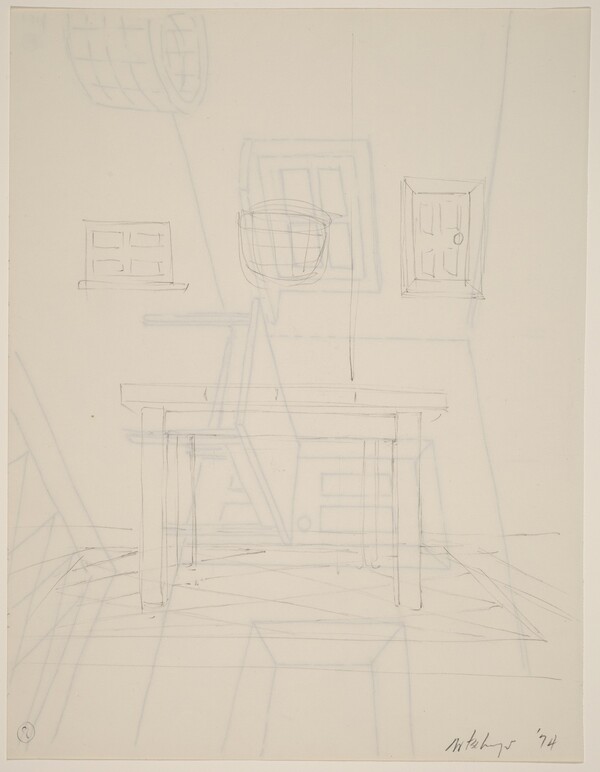 Basket, Table, Door, Window, Mirror, Rug #8 [verso]