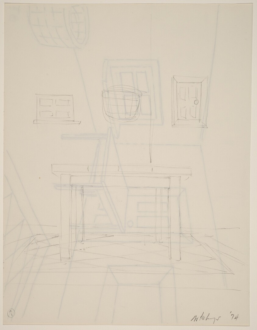 Basket, Table, Door, Window, Mirror, Rug #8 [verso]