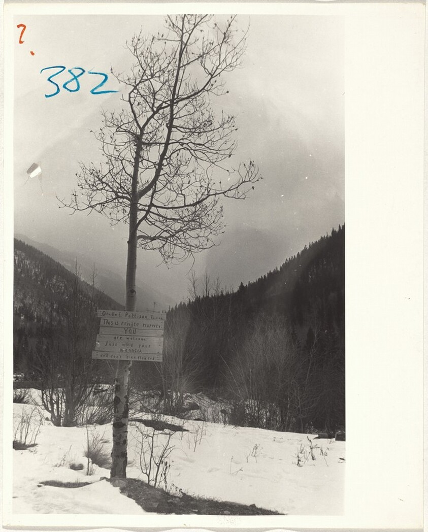 Sign, "Orville E. Pattison Twining property"--New Mexico