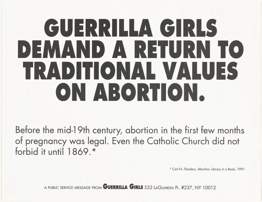 Guerrilla Girls Demand a Return to Traditional Values on Abortion