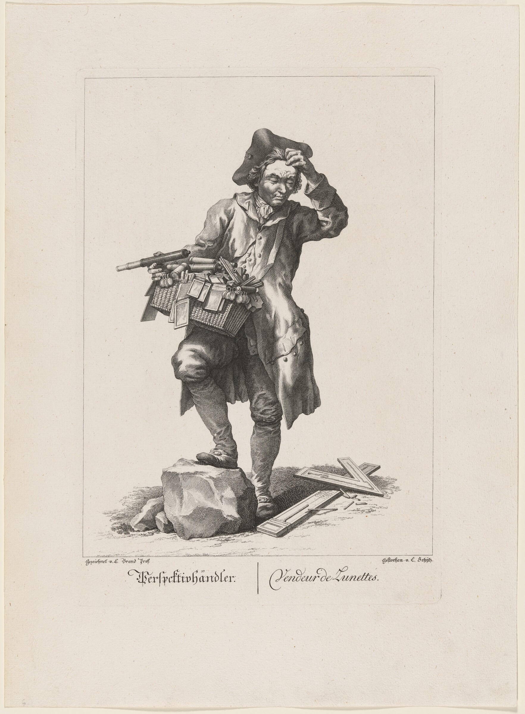 Perspektivhändler (Telescope Seller), Carl Schütz, after Johann Christian Brand, 1775