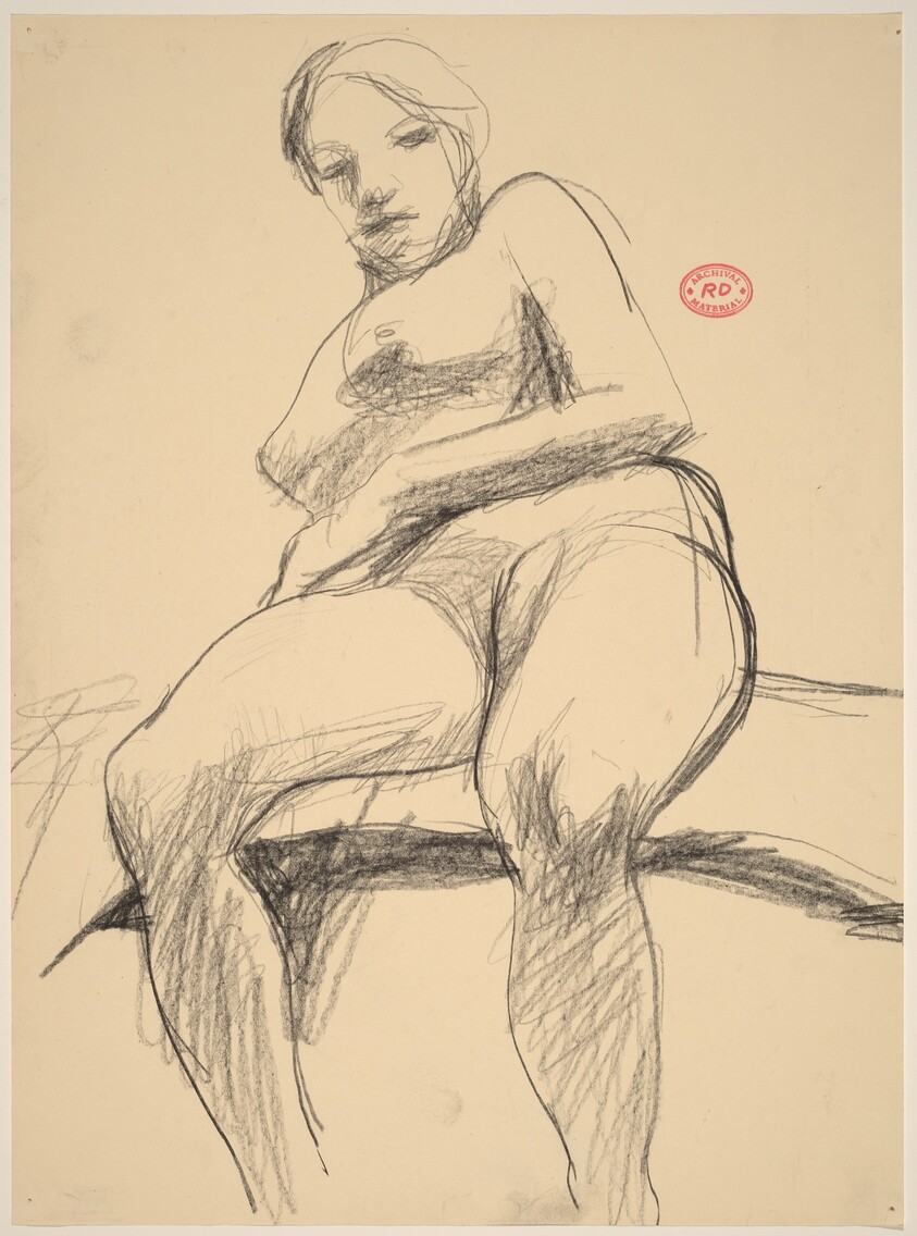 Untitled [seated female nude leaning back]