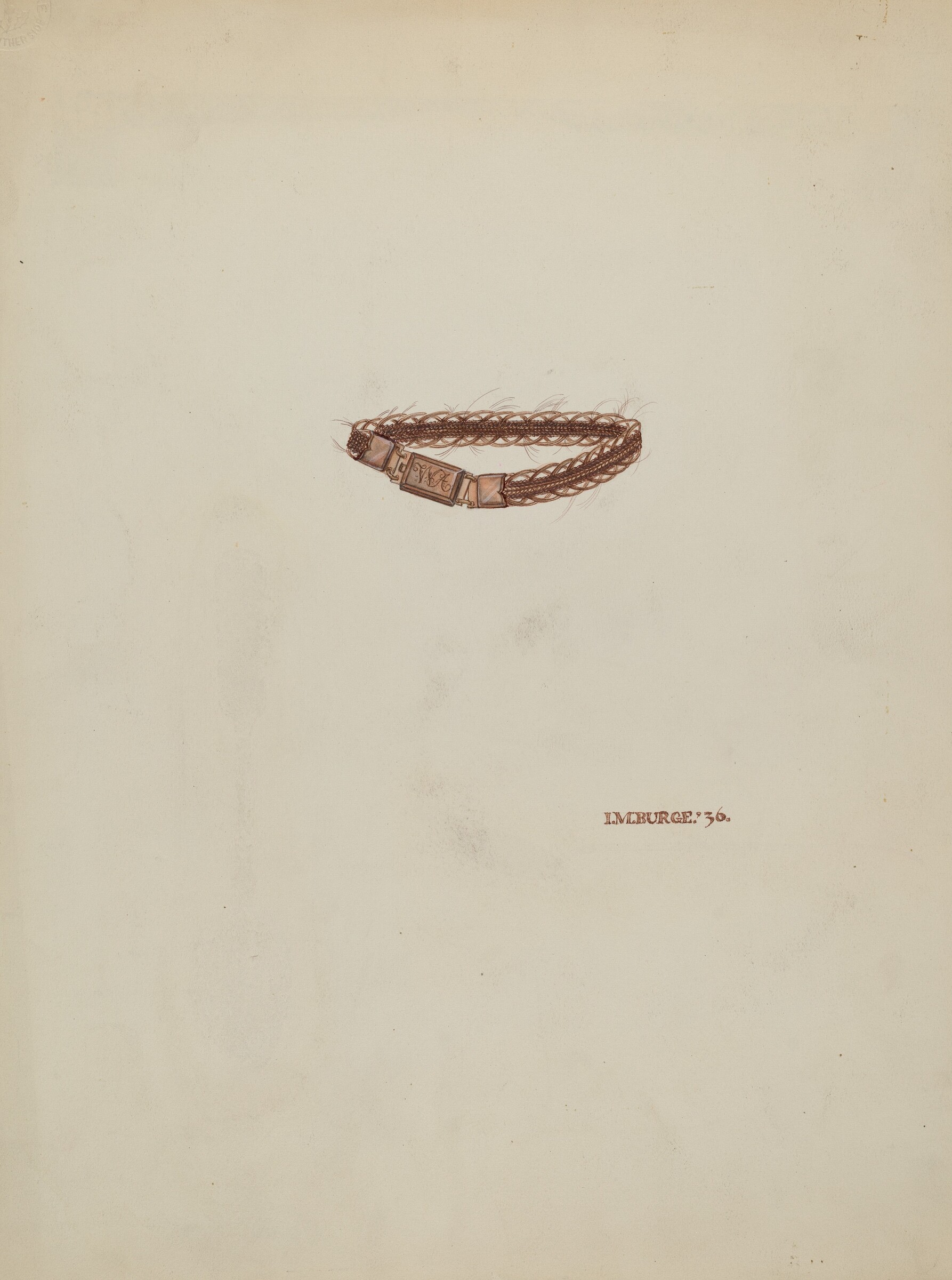 Woven Hair Bracelet, Irene M. Burge, 1936
