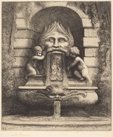 Fountain: Grotesque, Children and Basin (Une fountaine: Masque, enfants et bassin), Alphonse Legros