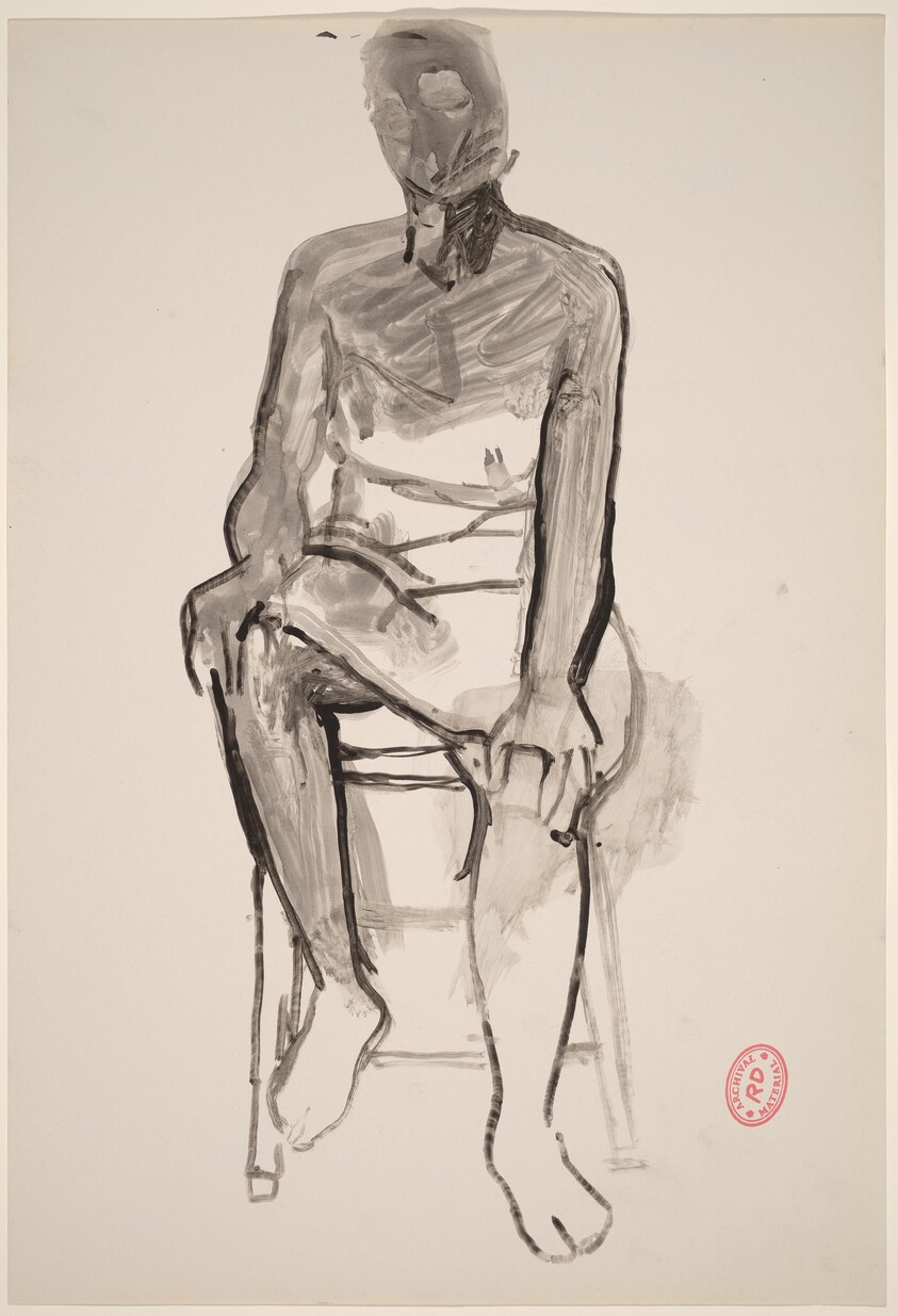 Untitled [seated woman with hands on knees]