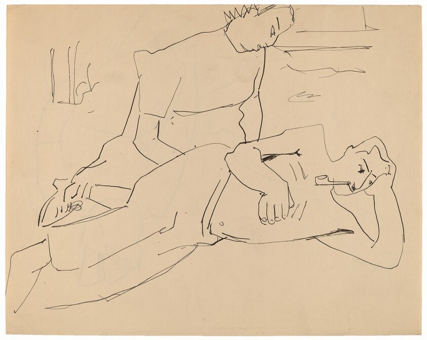 Reclining Male and Seated Female [recto]