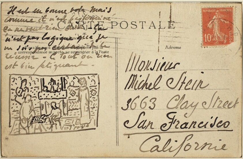 Postcard with a sketch of "The Painter's Family"