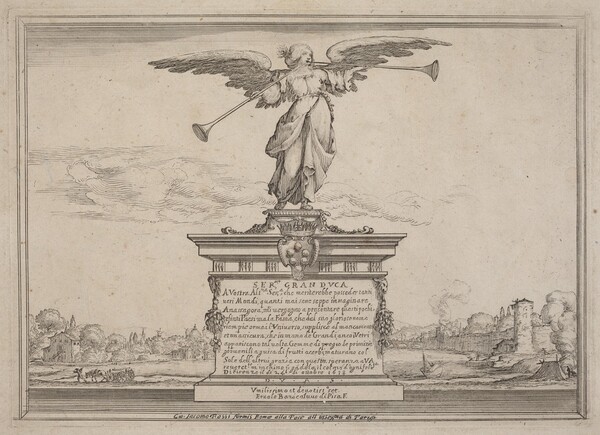 Dedication Page with Statue of Fama