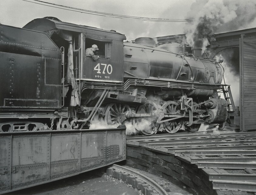 Central Vermont Railway, Locomotive Number 470, Class N-5A 2-8-0 on the Turntable, Brattleboro, Vermont