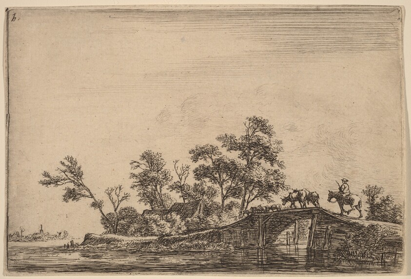 Rider and Flock on a Bridge