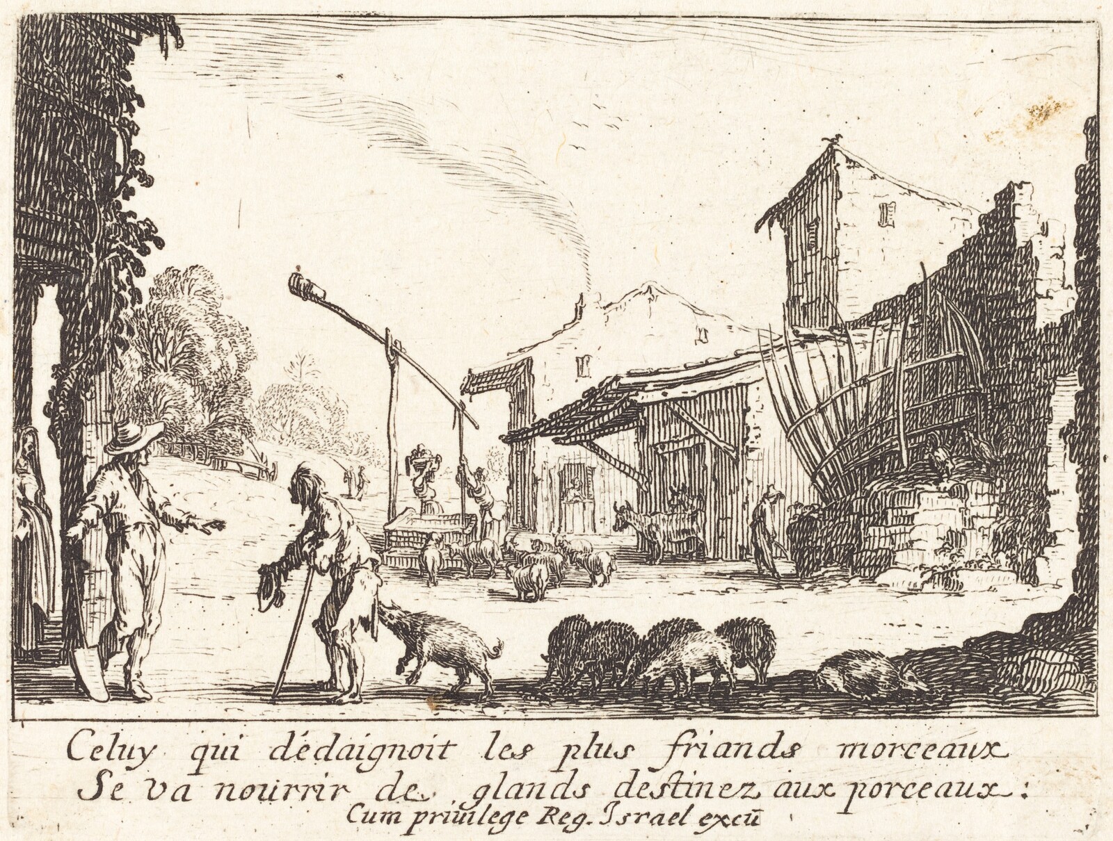 The Swineherd, Jacques Callot, 1635