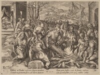 Saint Paul Shipwrecked on the Island of Melita, Philip Galle after Jan van der Straet
