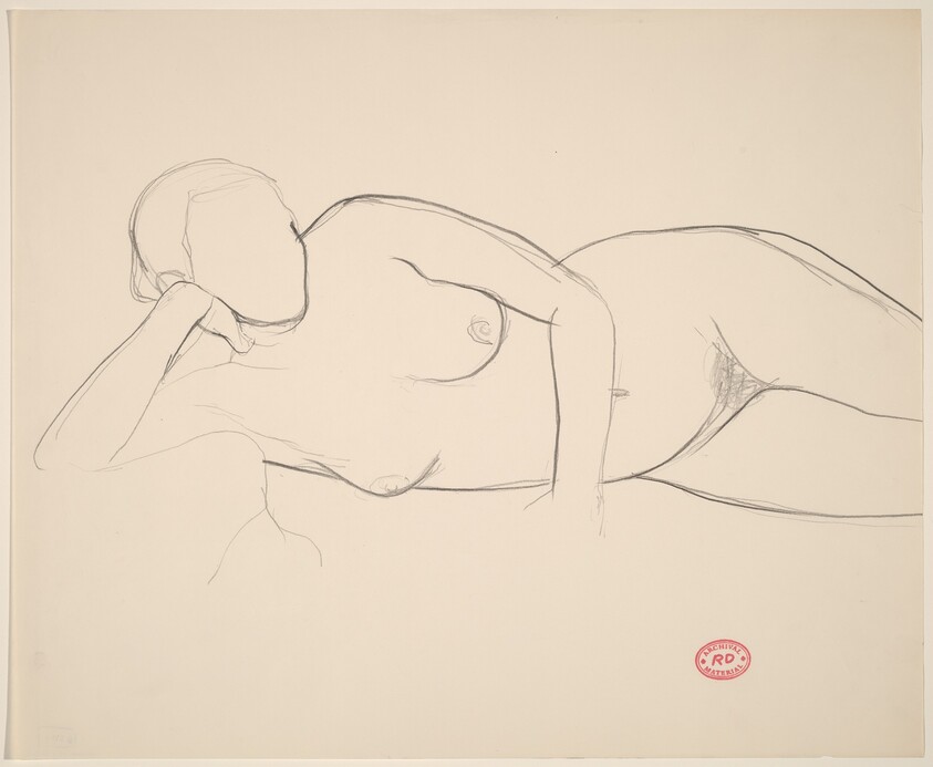 Untitled [reclining female nude resting on left arm]