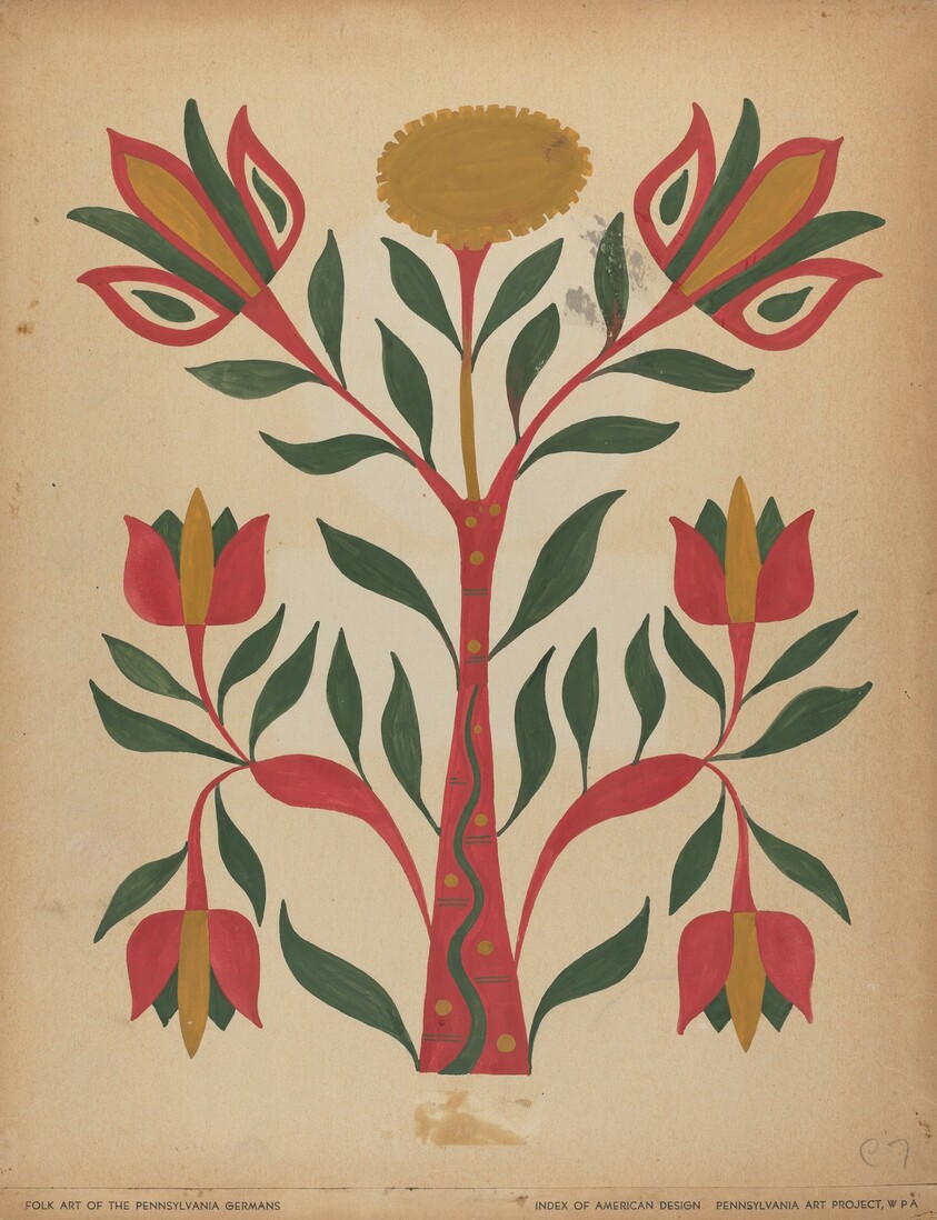 Drawing for Plate 7: From Portfolio "Folk Art of Rural Pennsylvania"