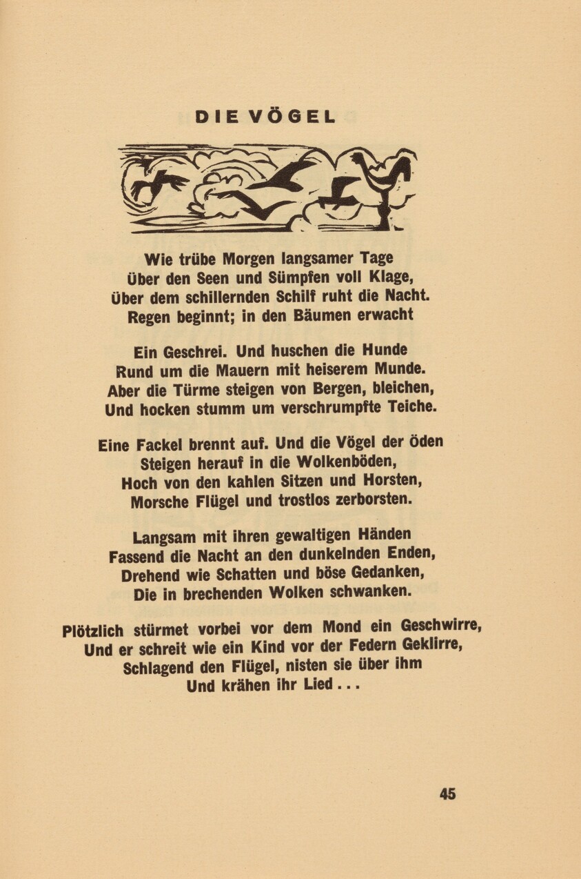 Die Vögel (The Birds) (headpiece, page 45) from Georg Heym: Umbra Vitae (Georg Heym: The Shadow of Life)