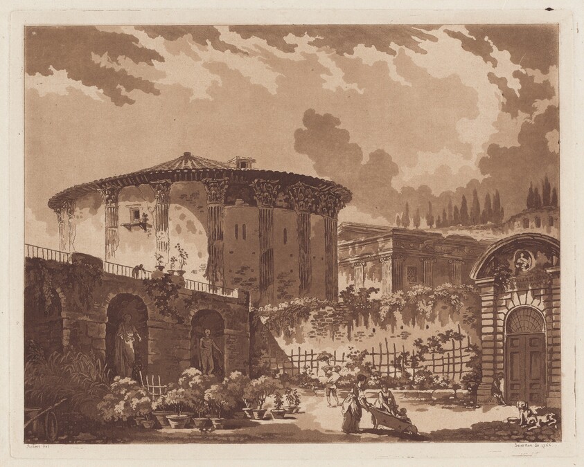 View in the Garden of a Roman Villa, with the Temple of Hercules Victor and the Temple of Portunus
