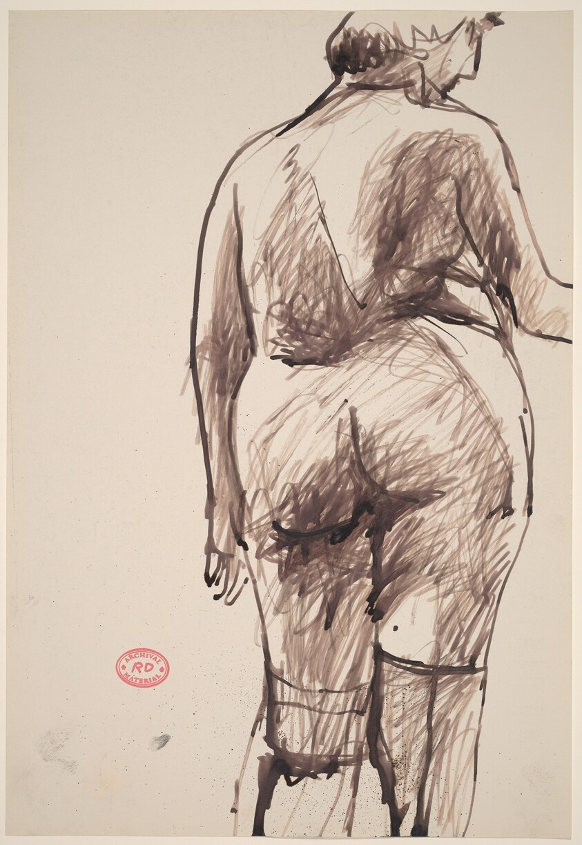 Untitled [back view of a female nude in stockings]