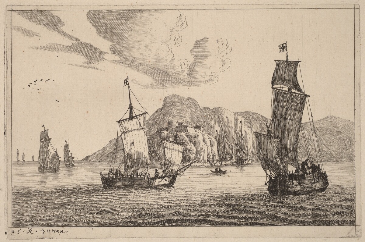 Harbor Scene with Mountainous Background