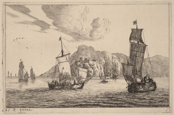 Harbor Scene with Mountainous Background
