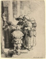 Beggars Receiving Alms at the Door of a House, Rembrandt van Rijn, 1648