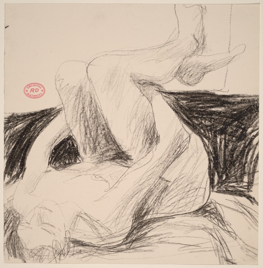 Untitled [nude lying on her back and cradling her legs]