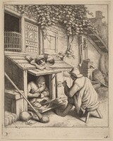 Smoker on a Stool Conversing with a Cobbler at Work, Adriaen van Ostade, 1671