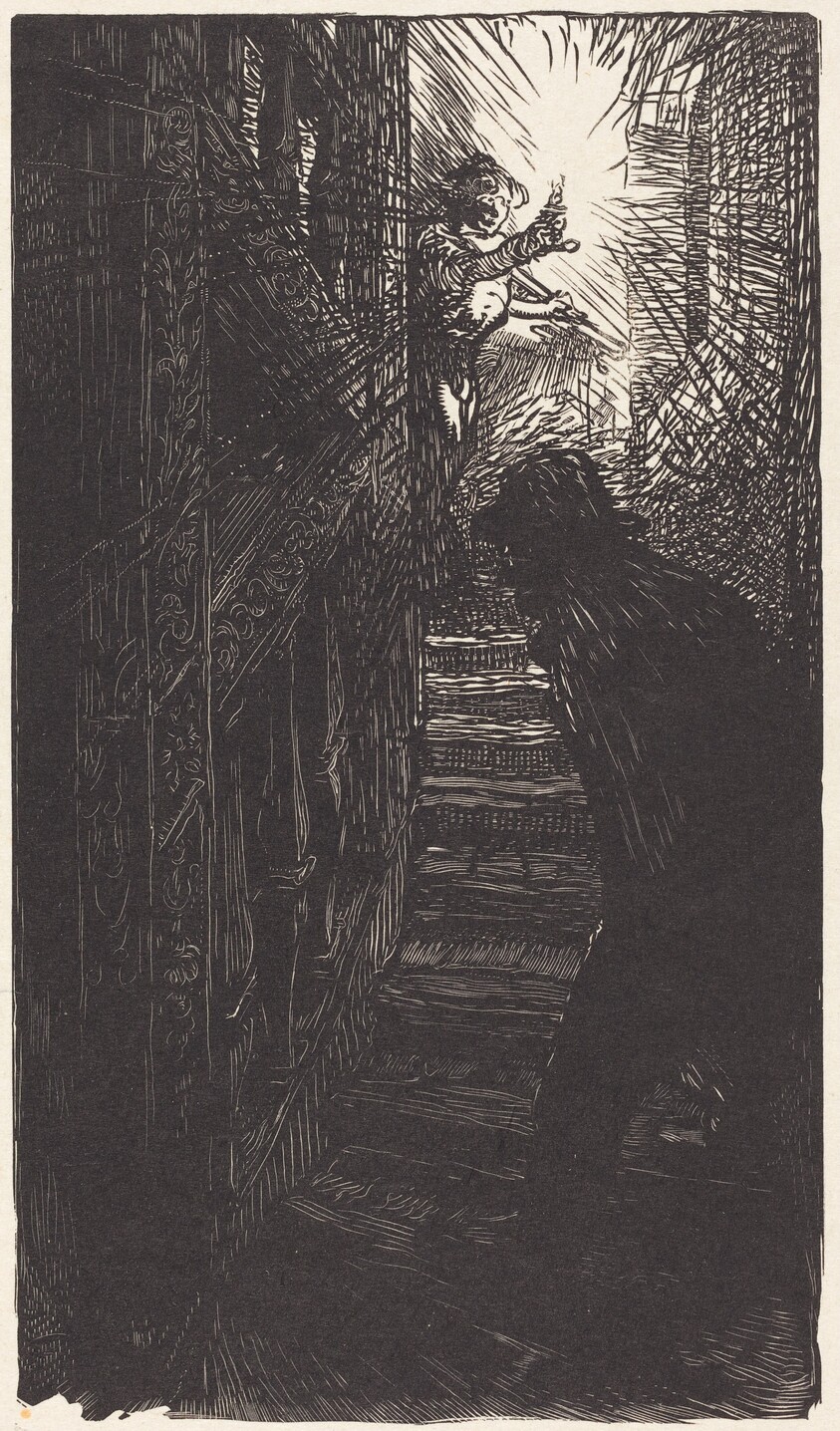 Escalier sculpte rue Boutebrie