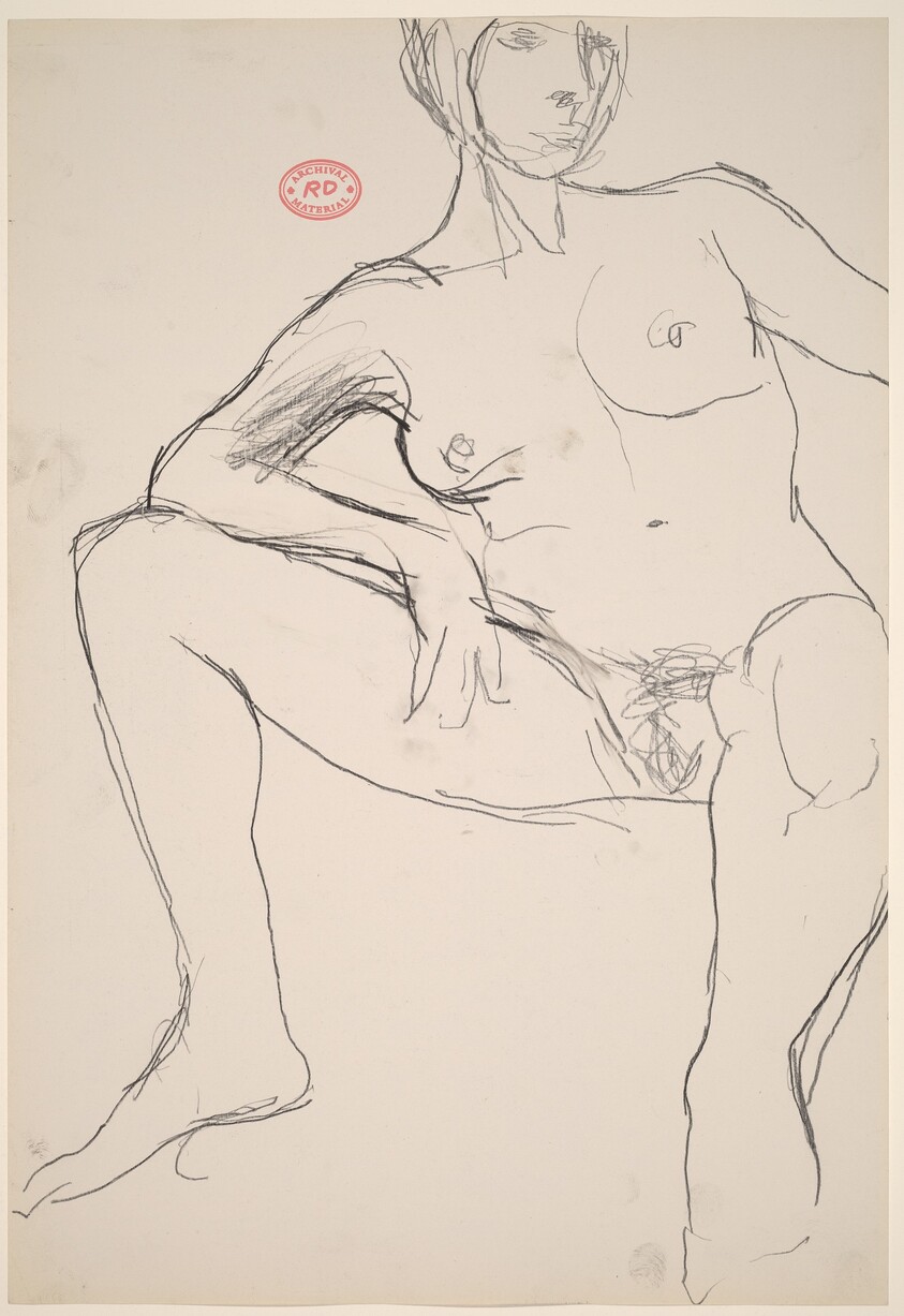 Untitled [seated female nude resting her right arm on her leg]