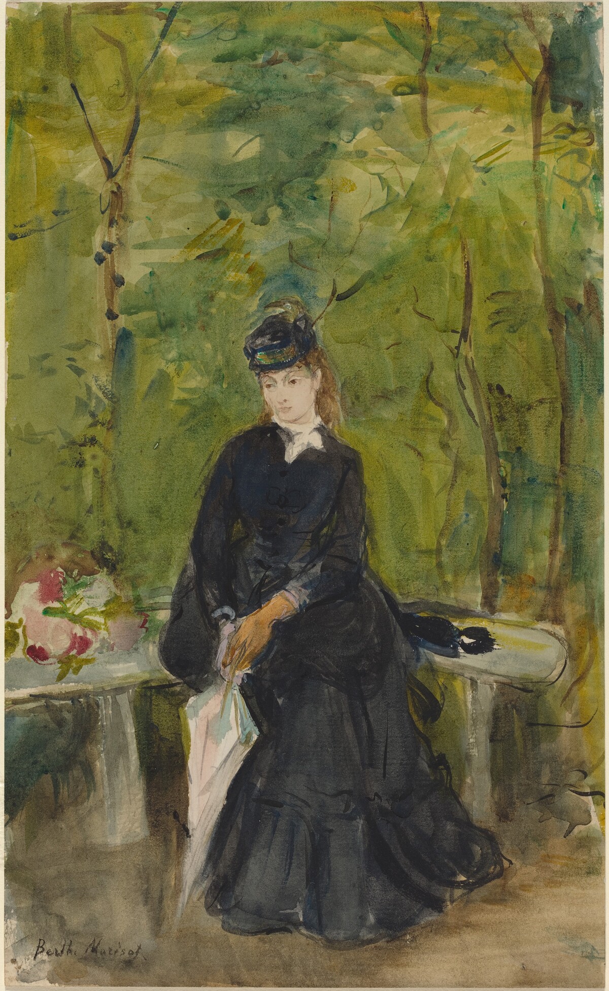 The Artist's Sister Edma Seated in a Park