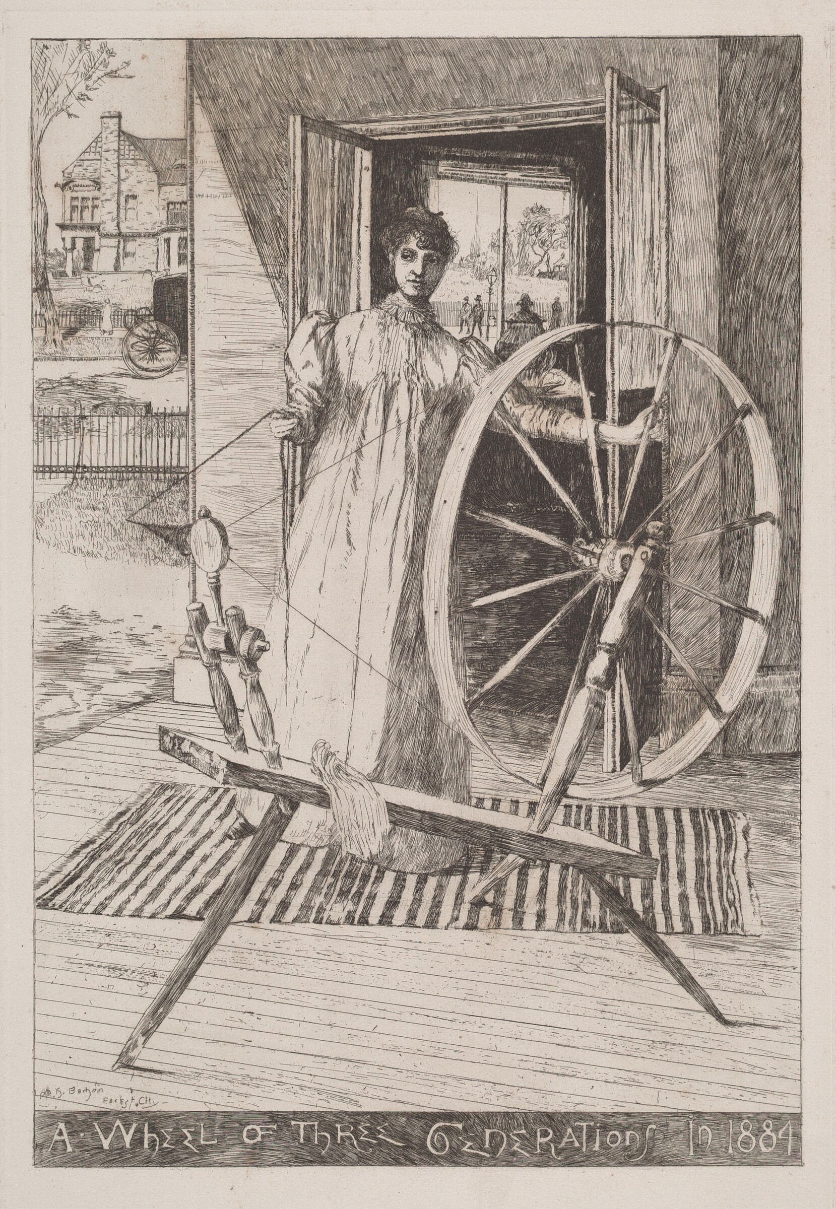 At the Spinning Wheel, Otto Henry Bacher, c. 1884