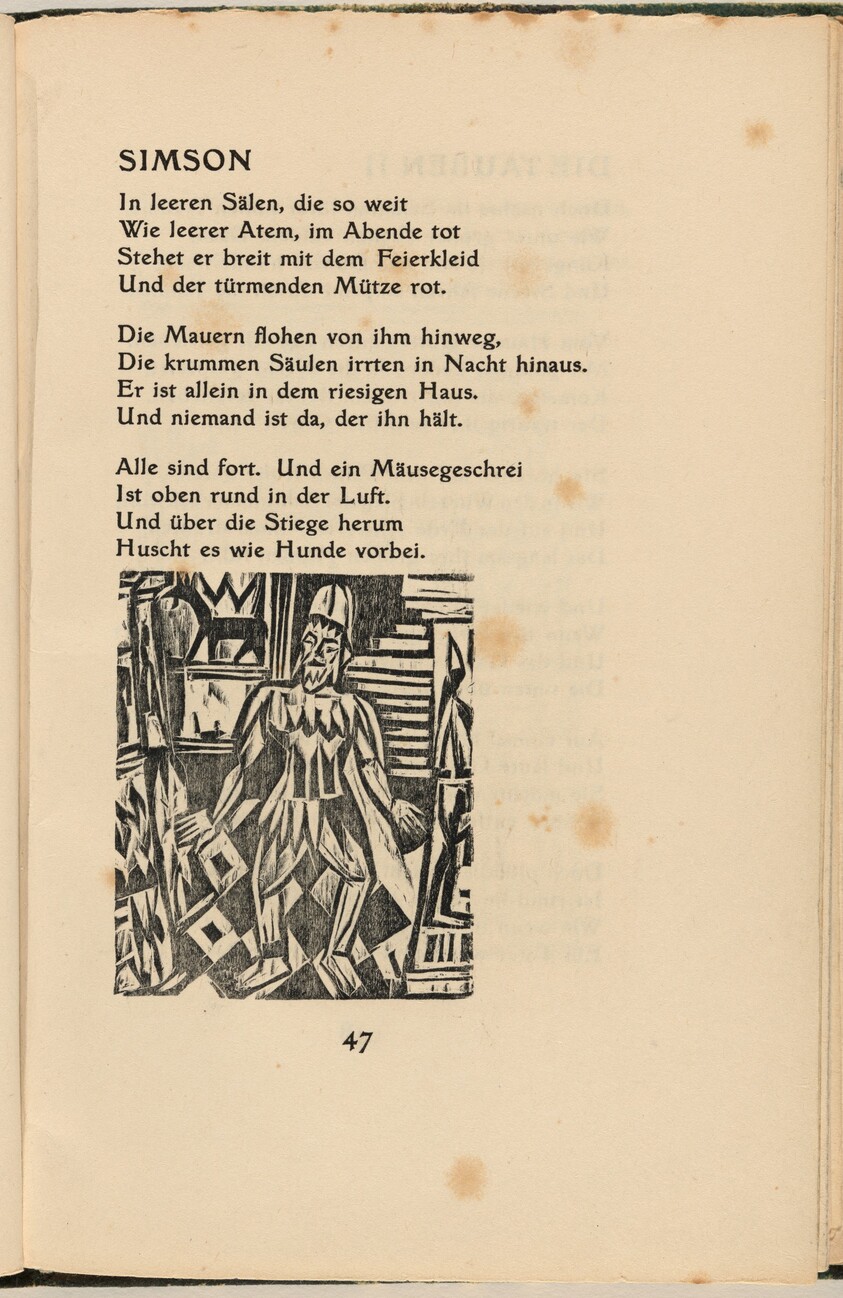 Simson (in-text plate) from mock-up of Georg Heym: Umbra Vitae (Georg Heym: Shadow of Life)