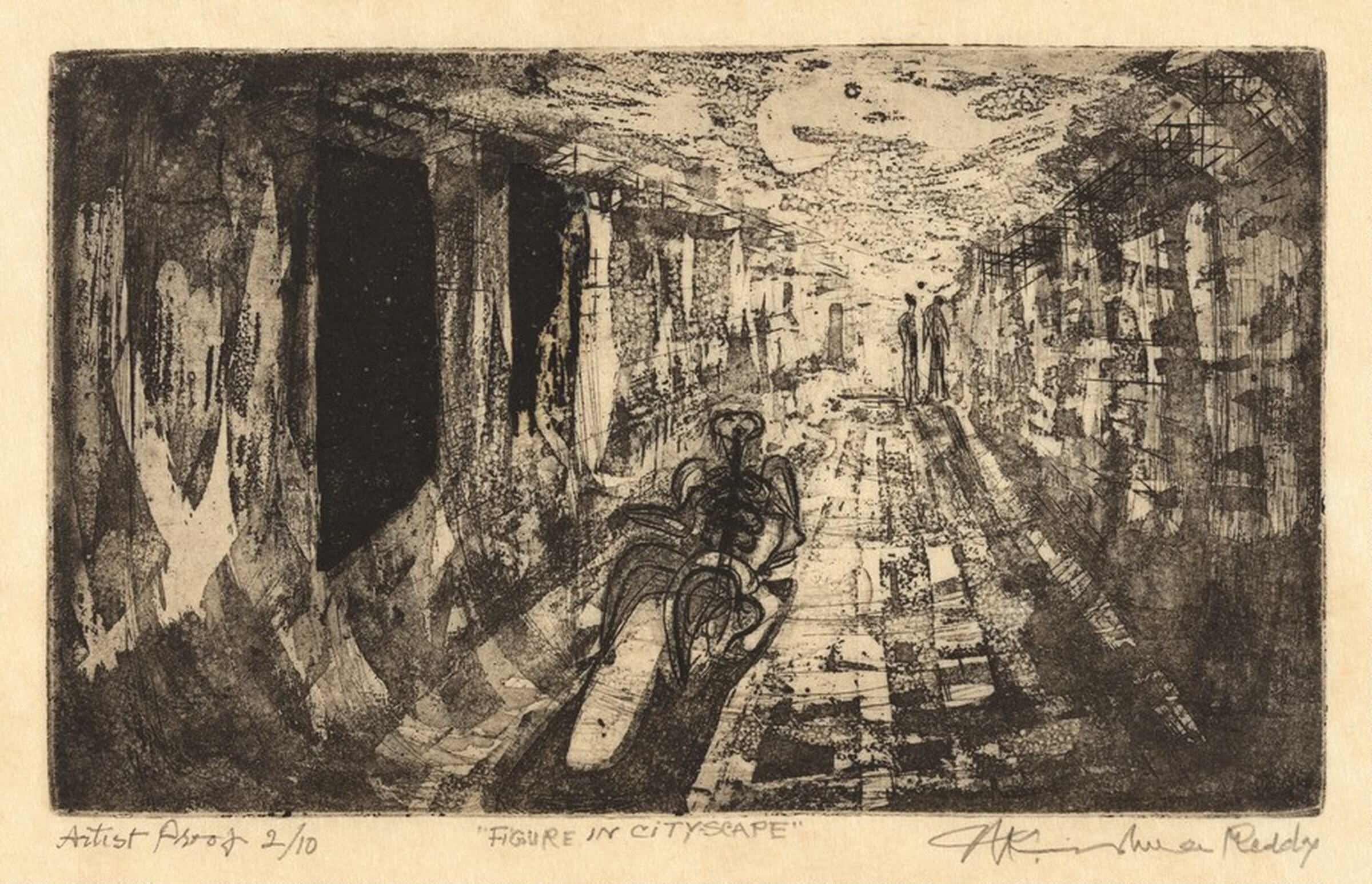Figure in Cityscape, Krishna N. Reddy, 1952