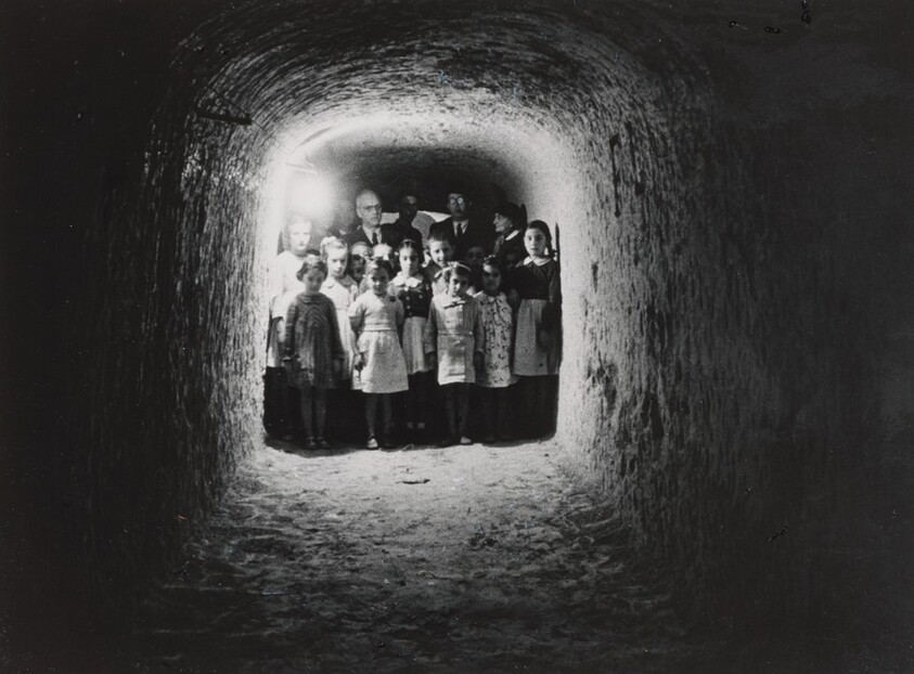 Spanish Civil War, children in air-raid shelter, island of Minorca