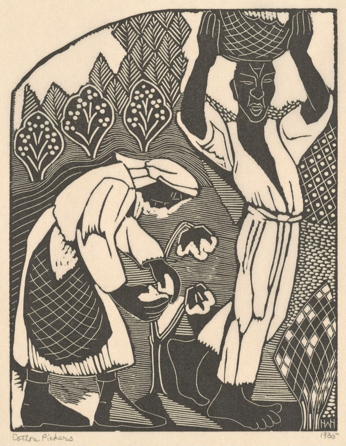 Cotton Pickers (left panel)