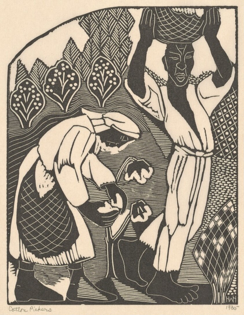 Cotton Pickers (left panel)