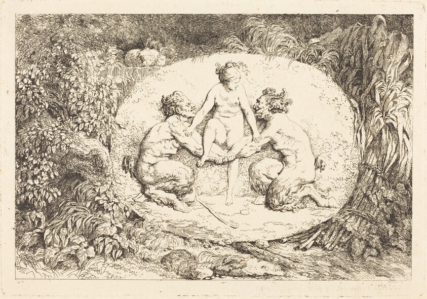 Nymph Supported by Two Satyrs (Nymphe s'asseyant sur les mains de deux satyres)
