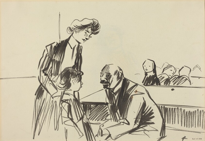 a) In School (recto); b) Female and Male Figures (verso)