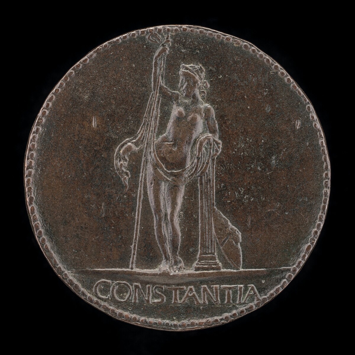 Constancy Holding a Staff and Resting on a Column [reverse]