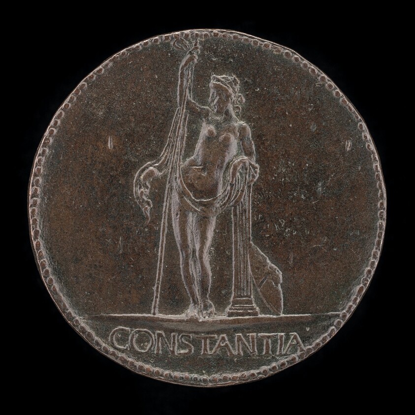 Constancy Holding a Staff and Resting on a Column [reverse]