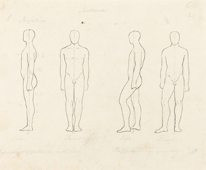 Extent of Motion, Front and Side View Equipoised, Supported on One Leg