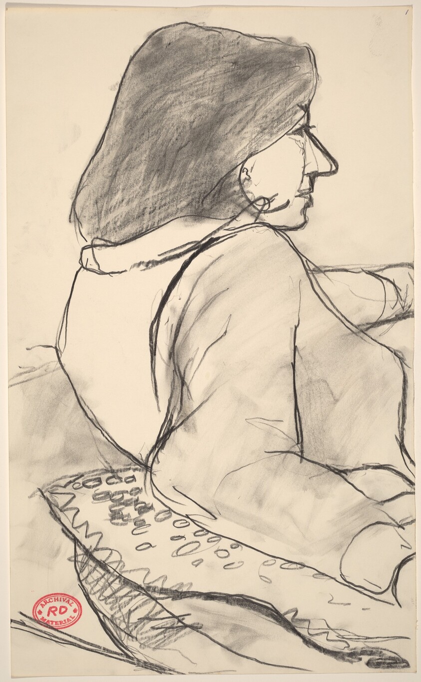 Untitled [study of woman facing right with her arm on a pillow]