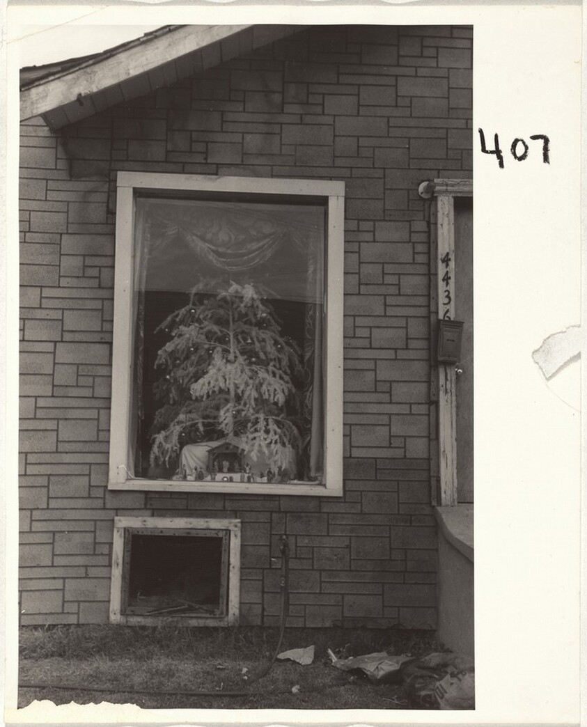 Christmas tree seen through window--Los Angeles