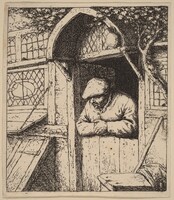 Peasant Leaning on His Doorway, Adriaen van Ostade, c. 1653
