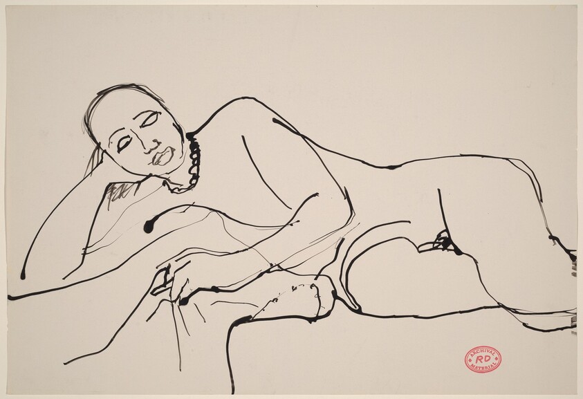 Untitled [reclining female nude wearing a necklace]