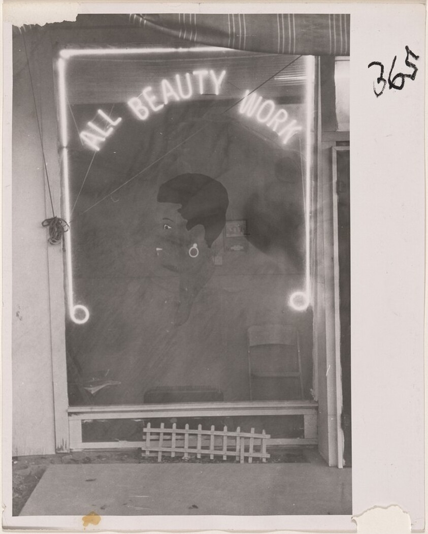 Beauty shop window--Houston, Texas