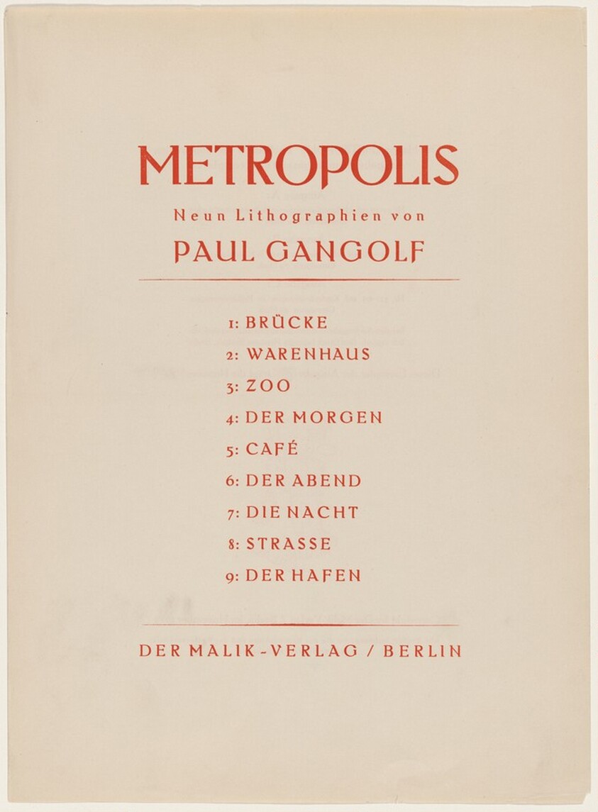 METROPOLIS, Neun lithographien von PAUL GANGOLF...
