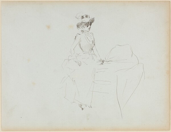 a) Woman with Bustle (recto); b) Sketch of a Woman's Face (verso)