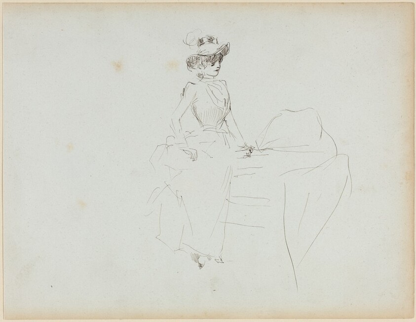 a) Woman with Bustle (recto); b) Sketch of a Woman's Face (verso)