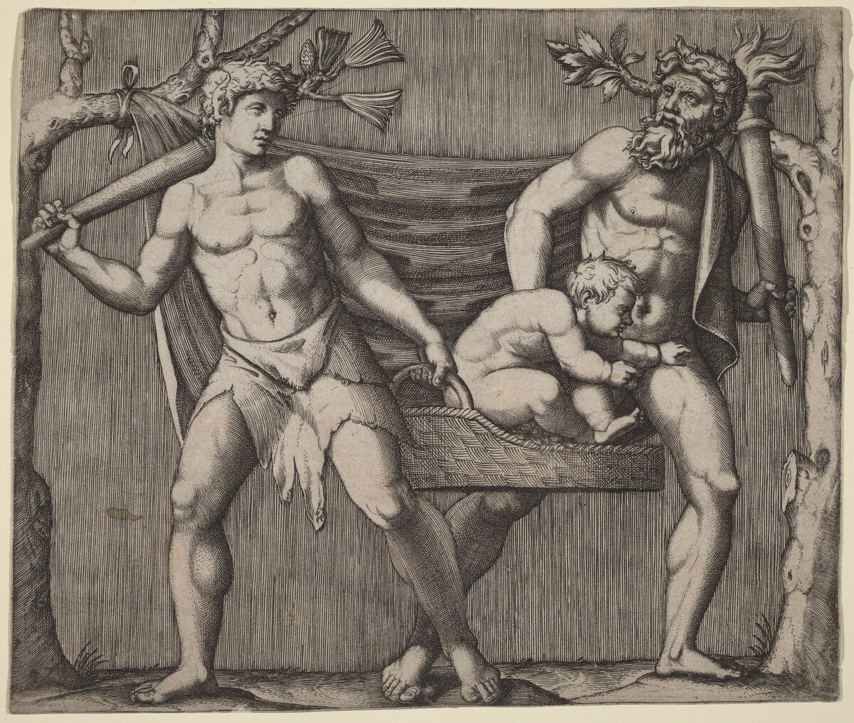Two Fauns Carrying a Child
